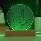 ASL ILY - I Love You In American Sign Language LED Acrylic Plaque