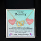 To My Mommy Mom to Be Love Baby - Interlocking Heart Pendant Necklace, Baby Shower Gift, Expecting Mother Pregnancy Gift
