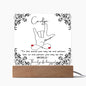 Sign Language ILY I Love You- Custom LED Acrylic Plaque With Wooden Base